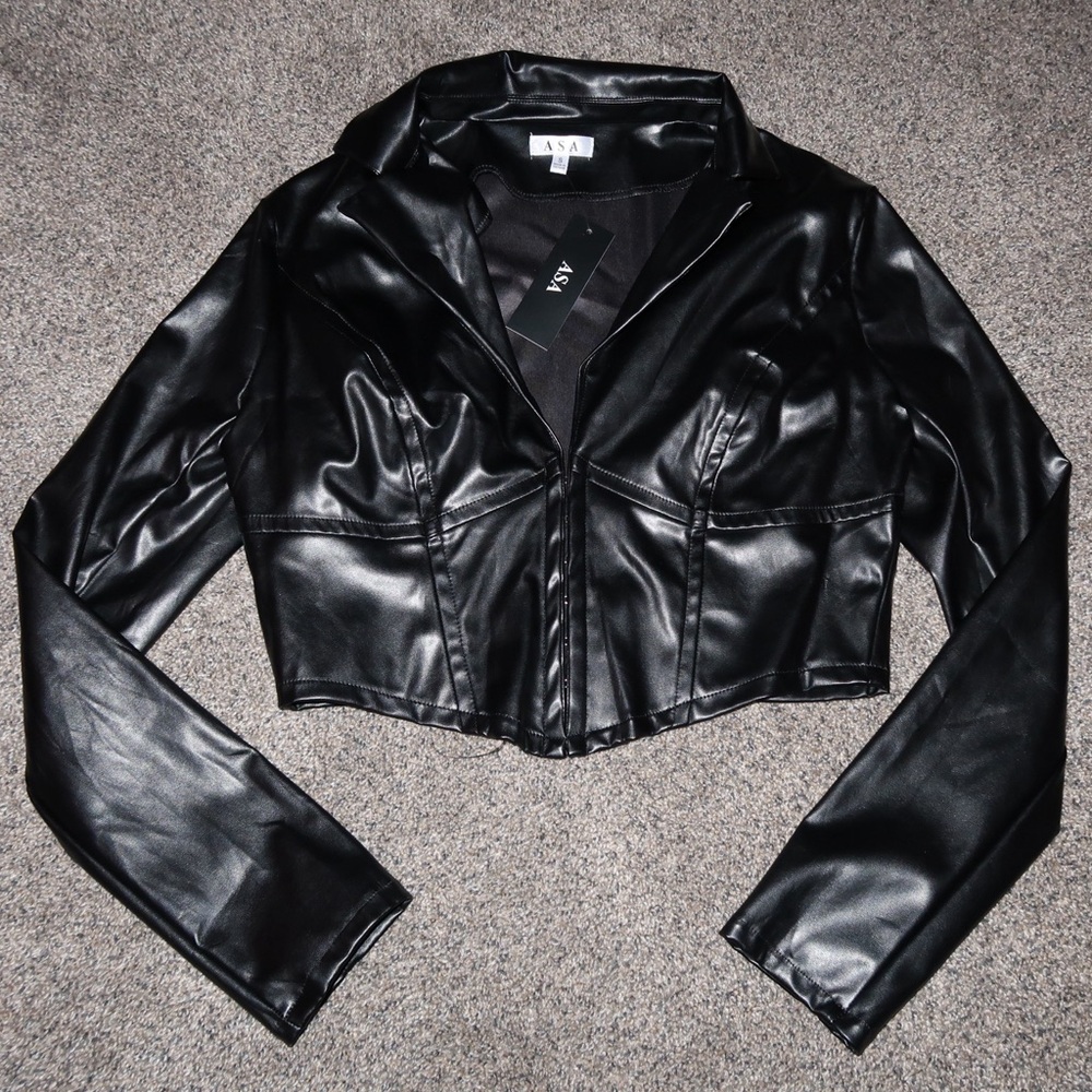 NWT Asa Black leather corset top